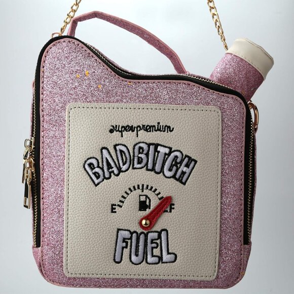 Gasoline Shape Shoulder Handbag Sequin PU CrossBody Bag for Women - Picture 5 of 5